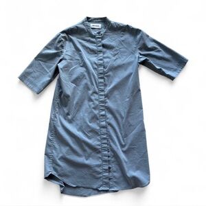 Blue Button-Up Shirt Dress